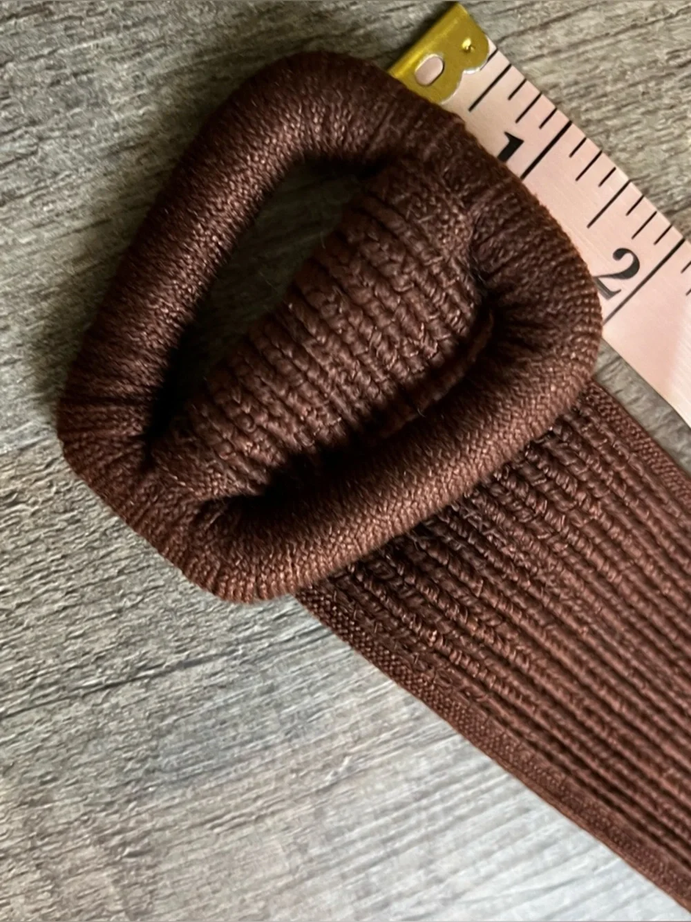 Vintage Chocolate Brown Woven Elastic Waist Belt with Covered Buckle